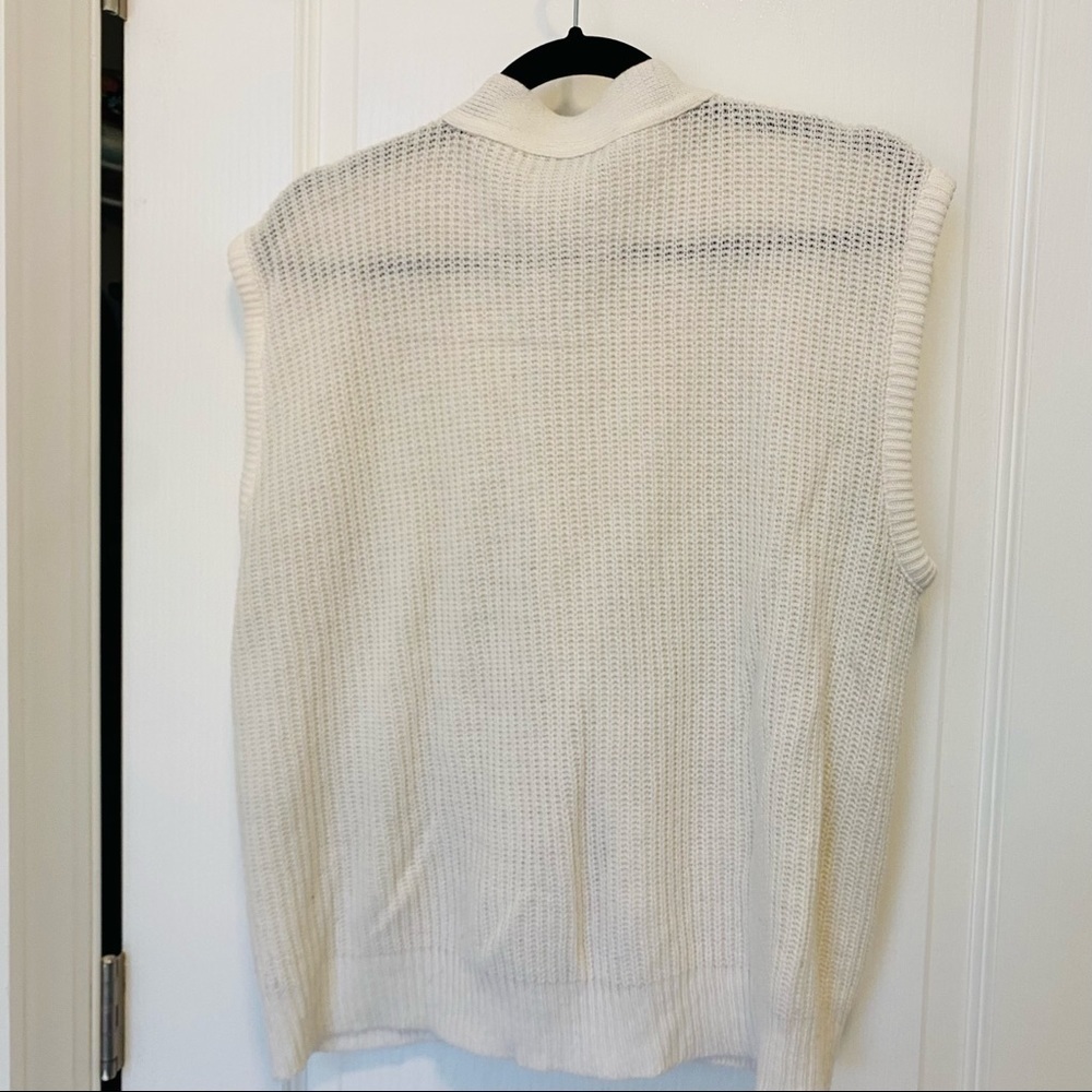 Vintage White Sweater Vest Cardigan Sweater Button Up Size Large - Picture 4 of 13